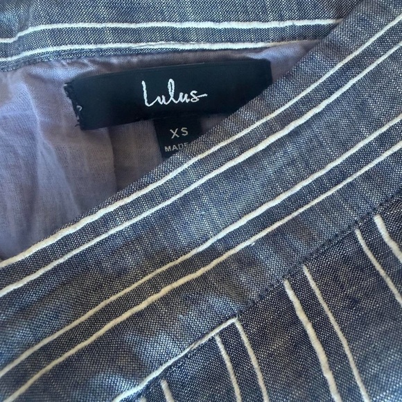 Lulu's Asymmetrical Blue Striped Ruffle Skirt XS - Picture 4 of 5